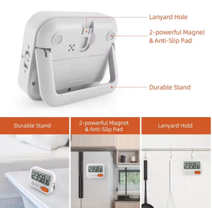 Lớn LCD hình chữ nhật nhà bếp hẹn giờ kỹ thuật số điện tử đếm lên xuống đồng hồ báo thức dừng nấu ăn Công cụ với đồng hồ phổ biến xuất hiện - Product Image 5