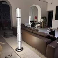Lampe sur pied en verre de style nordique moderne et minimaliste Canada COLUMN, abat-jour gris fumé/blanc LED pour salon, design de créateur