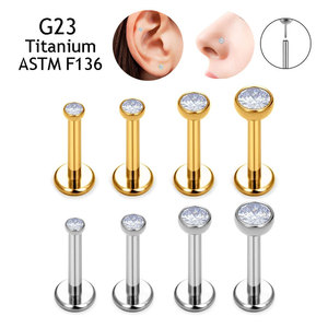 Piercing d'<span class=keywords><strong>oreille</strong></span> unisexe en titane G23 avec zircon, forme coupelle, à filetage interne, pour l'anniversaire, bijou de piercing pour l'<span class=keywords><strong>oreille</strong></span>. - Product Image 3