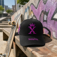 Gorra de Béisbol Negra Bordada Personalizada con Diseño de Corona Gótica X, 100% Algodón Twill, Ajustable con Cierre a Presión, Venta al Por Mayor Directa de Fábrica OEM