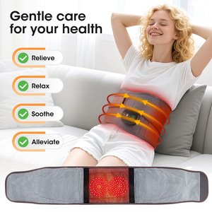 Red Light Heated Waist Belt Electric <b>Vibration</b> Massager Digital Display Velcro Strap Back Pain Relief Rechargeable - Product Image 6