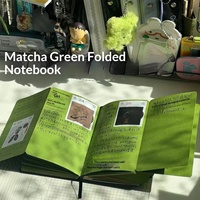 Carnet pliable en papier vert matcha avec motif en feuille d'aluminium, style coréen, journal de rêve pour étudiants, facile à transporter, cadeau