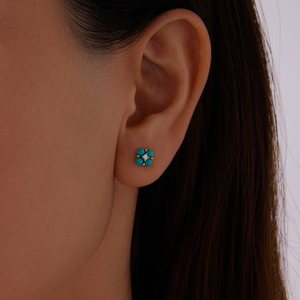 925 Sterling Silver Sparkling Turquoise <strong>Beads</strong> <strong>Stud</strong> <strong>Earrings</strong> Fine Fashion Jewelry Shining Four-Leaf Clover Ear <strong>Studs</strong> - Product Image 6