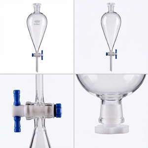 Entonnoir de séparation en verre borosilicaté de qualité supérieure 500 ml, forme poire Squibb, avec robinet PTFE, équipement de laboratoire de chimie scientifique - Product Image 2
