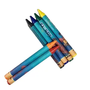 High quality cheap non toxic 6 colors wax crayons drawing crayons pencil set in color box for kids