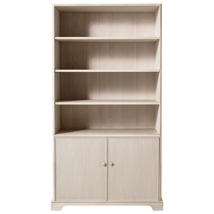Bibliothèque en bois moderne, simple, écologique et durable avec portes de placard à lignes verticales et poignée en laiton pour salon et bureau à domicile - Product Image 1
