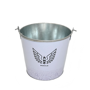Custom Logo White Galvanized Metal Ice <b>Bucket</b> With Dual Handles <b>Beer</b> Wine Cooling Tin for Bar Club Promotion - Product Image 4