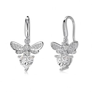 Dylam Exquisite Design 925 Sterling Silver Fade Free Diamond Topaz 5A Cubic Zirconia Butterfly Heart Shape <b>Hook</b> <b>Earrings</b> Jewelry - Product Image 1