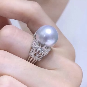 Bague en perle d'eau douce naturelle de précision 925, diamètre 12-13 mm, design d'ouverture impeccable, cadeau idéal - Product Image 1