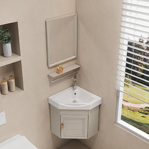 Moda moderna piccola appesa a parete mobili da bagno con specchio luminoso lavabo in ceramica carcassa in melamina - Product Image 2