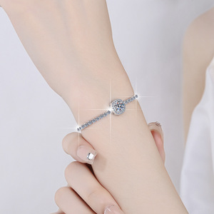 Husky đồ trang sức mỹ Maker thời trang tùy chỉnh sang trọng pha lê 2ct VVS1 kim cương moissanite S925 Sterling Bạc Vòng đeo tay dangle - Product Image 4