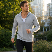 Sweat à capuche demi-zip de performance pour homme, respirant, extensible dans les quatre sens, anti-humidité, 89 % polyester, 11 % élasthanne, personnalisable en gros