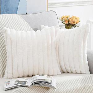 <span class=keywords><strong>Funda</strong></span> de Almohada Cuadrada Nórdica de Terciopelo de Conejo a Rayas para Oficina, Hogar y Sofá, para Otoño e Invierno - Product Image 2