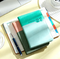 Agenda spirale A5 2027, 160 pages, papier épais 80g, couverture en cuir, design vert rose, cadeau de haute qualité, agenda parfait pour la planification quotidienne et hebdomadaire
