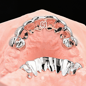 925 Silver Iced Out Moissanite Grillz 8 Top 8 Bottom Custom Hip Hop Rapper <strong>Jewelry</strong> Diamond <strong>Teeth</strong> Grills - Product Image 2