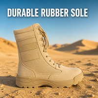 Bottes tactiques pour hommes, camouflage désertique, dessus en cuir microfibre, doublure en mesh, semelle en caoutchouc, fermeture éclair, lacets, mi-mollet, été/hiver