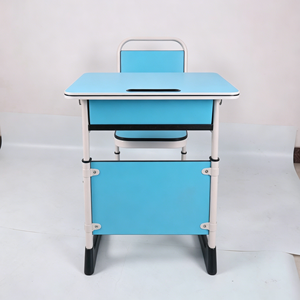 Ensemble bureau et chaise d'école réglables en hauteur, bureau d'élève avec tiroir de rangement, structure en acier, mobilier scolaire - Product Image 3