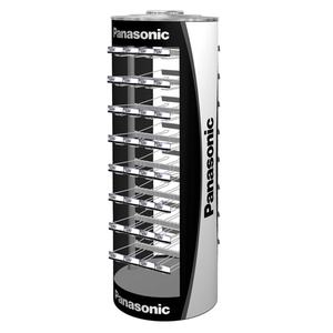 Espositore da pavimento in metallo argento con otto livelli e ganci per la mostra Monitor di alimentazione a batteria nei negozi - Product Image 1