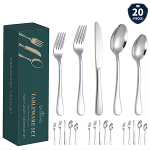 1010 Stainless Steel <b>Steak</b> Knife Fork and Spoon 20-Piece European Design Business <b>Gift</b> Cutlery Set - Product Image 3