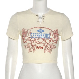 <strong>Womens</strong> Y2k Clothing Rhinestone Character <strong>T</strong> <strong>Shirts</strong> Japan Korean Streetwear <strong>90s</strong> Aesthetic Clothes Tee <strong>Shirt</strong> Knitted Crop Tops - Product Image 5