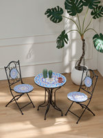 Ensemble table et chaises pliantes en fer forgé pour la décoration de la cour et du balcon
