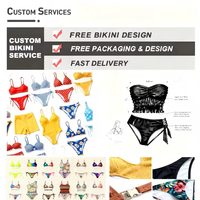 Bikini bandeau pour femme, haut de gamme, avec logo personnalisé, étiquette, taille haute, manches bouffantes, imprimé floral, maillot de bain 2026