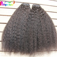 Extensions de cheveux humains de qualité supérieure, grade 14A, couleur naturelle, Yaki Kinky Straight, cuticules alignées, cheveux vierges, double trame