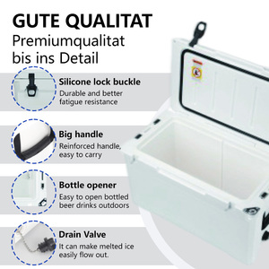 Hộp giữ lạnh cắm trại ngoài trời bằng nhựa LLDPE+PU đúc xoay, dung tích 30/35/50QT, giữ đá được 5 ngày, dùng để bảo quản bia/rượu/mồi câu, chuỗi lạnh - Product Image 4