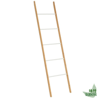 Étagère à serviettes murale en bambou blanc à 5 barres, écologique, pour salle de bain, chambre, petit appartement, gain de place, pour couvertures