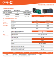 Générateur diesel de secours ByCummins 2000 kW 2500 kVA triphasé 400/230 V 50 Hz pour centrales électriques, mines, champs pétrolifères, certifié ISO CE