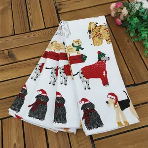 Smoking Accessories Cotton Christmas Kitchen Towel Set as Kitchen Towel Set Square Tea Towel Print Animal Knitted 10 Pcs Enshine