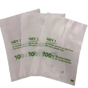 Bolsa de sellado de plástico PE biodegradable 100%, embalaje de ropa impreso con logotipo personalizado, bolsas de camiseta esmeriladas transparentes para uso de basura