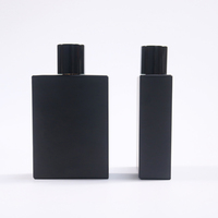 Flacon pulvérisateur de parfum en verre carré noir mat, vide, atomiseur de parfum rectangulaire plat, flacon d'emballage