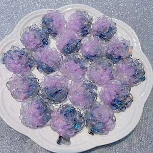 Série Violette Colorée, Styles Mixtes, Plantes et Fleurs en Résine, Effet Scintillant, Luciole Lumineuse, Fait Main, DIY, pour Pinces à Cheveux et Décoration de Boîtes à Rangement - Product Image 5