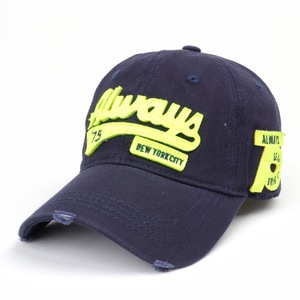 Gorra de Béisbol Unisex de Algodón y Poliéster con Diseño de Letras Fluorescentes, Efecto Desgastado, Protección Solar - Product Image 3