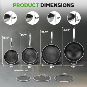 Triply Stainless Steel Frying <b>Pan</b> Set with Ceramic Non-Stick Coating Glass Lids Minimalist Design for Gas and <b>Induction</b> Cookers - Product Image 4