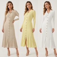 Vêtements pour femmes en gros, robe en tricot à manches longues pour l'automne, robe élégante de haute qualité, mode de luxe, robes noires pour femmes