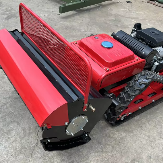 Tracked Remote Control Lawn Mower Gasoline Powered Garden Grass Cutter for Slopes
