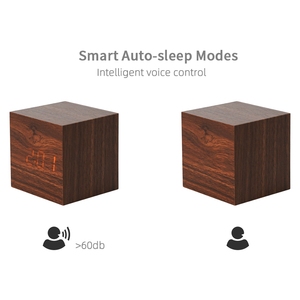 Réveil numérique LED moderne en bois, mini horloge de chevet carrée, cadeau promotionnel personnalisable avec logo - Product Image 5