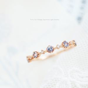 Bague en tungstène plaquée or, style féerique, élégante et polyvalente, ornée de zircon violet et de petits diamants, design doux et luxueux - Product Image 2