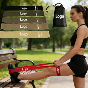 Set di Fasce Elastiche in Lattice con Logo Personalizzato, Mini Bande di Resistenza per Fianchi, per Palestra Domestica, Yoga, Fitness, Allenamento, Esercizio Fisico, 5 Livelli di Resistenza - Product Image 5
