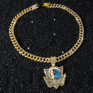 Hot Selling Personalized <b>Basketball</b> Team Logo Geometric Pendant Necklace Hiphop Men's Alloy Necklaces Fashion Jewelry Wholesale - Product Image 4