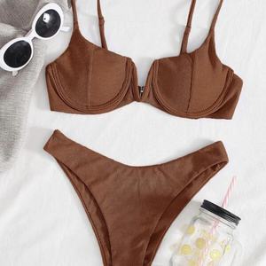 Maillot de bain sexy dos nu pour femme, coupe haute, effet ventre plat, monokini amincissant, imprimé uni, service OEM, tailles XL-XS - Product Image 2