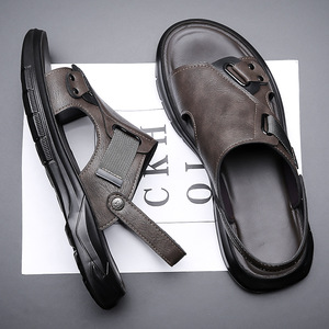 Chaussons d'été décontractés pour hommes en cuir à plateforme, antidérapants et respirants, pour un usage quotidien - Product Image 4