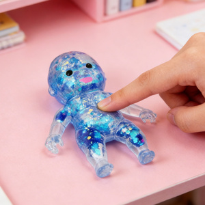 Adorable jouet anti-stress en plastique scintillant en forme de garçon pour enfants et adultes - Accessoire de relaxation et à remontée lente - Product Image 2