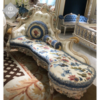 Canapé en cuir suspendu au style européen royal, ensemble de sofa classique victorien en en bois massif sculpté, de luxe
