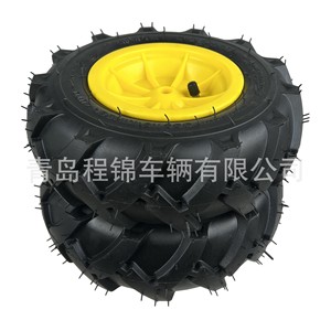 Cheng Jin Vehicles 3.50-4 Rubber Pneumatic <b>Wheel</b> Yellow <b>Plastic</b> Rim Herringbone Tread For Tool Carts And Electric Kids Vehicles - Product Image 1