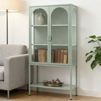 Meuble de salle à manger de luxe, buffet avec portes en verre, construction métallique, design moderne pour salon et appartement