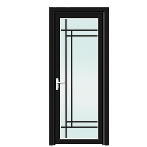 Nouvelle <span class=keywords><strong>porte</strong></span> <span class=keywords><strong>intérieure</strong></span> battante en verre trempé en aluminium à cadre étroit de conception simple pour les toilettes - Product Image 2