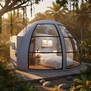 Fabricante de Casas Domo de FRP Resistentes <span class=keywords><strong>a</strong></span> Ciclones, Pequeñas y Portátiles, para Glamping, con Baño Portátil - Product Image 1